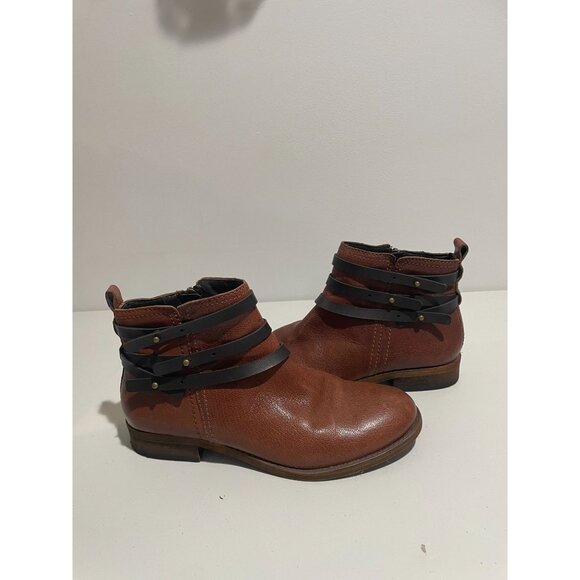 Franco Sarto Womens Brown Ankle Boots With Black Strap & Gold Zipper Size 6M - Picture 11 of 16